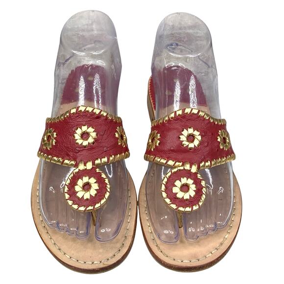 Jack Rogers Women’s Red Leather Slip On Thong Sandals Size US 6 - Picture 7 of 10